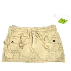 ROXY Mini Skirt Khaki Skater Streetwear Pockets Adjustable Waist Junio Size 11